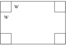 A large rectangle with squares in each corner. The sides of the squares are labeled w.